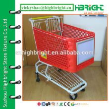 heavy duty plastic shopping cart with aluminium alloy advertising board